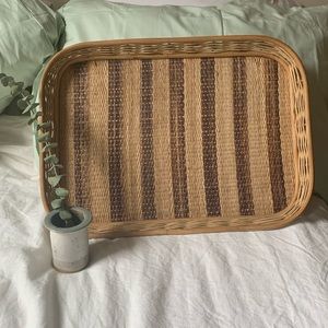 Tan and Brown wicker tray